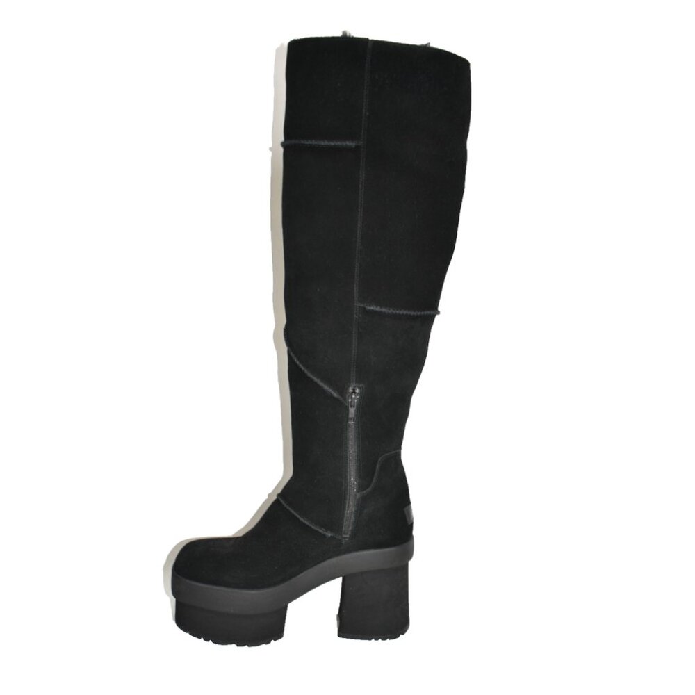 New! UGG Sz 9.5 New Heights Platform Xtra Tall Black Suede Boots 1157911 DD456B